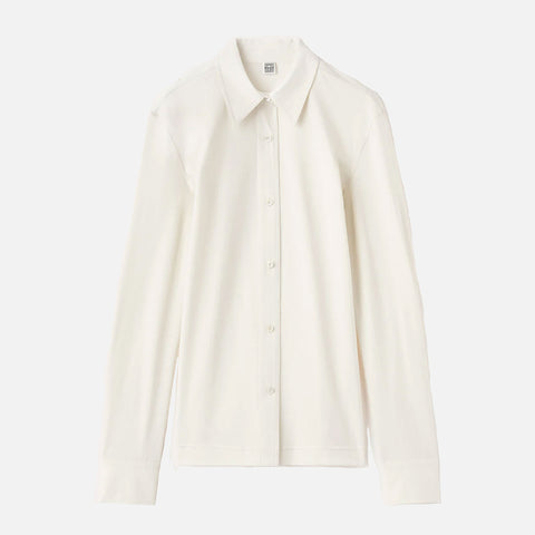 Slim Cotton-Jersey Shirt Macadamia