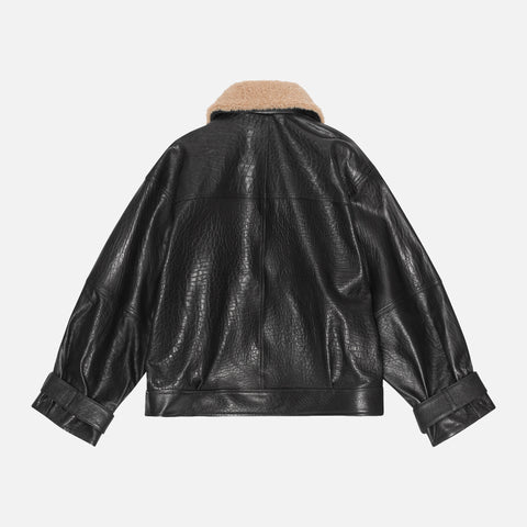Maxime Leather Bomber Black/Creme