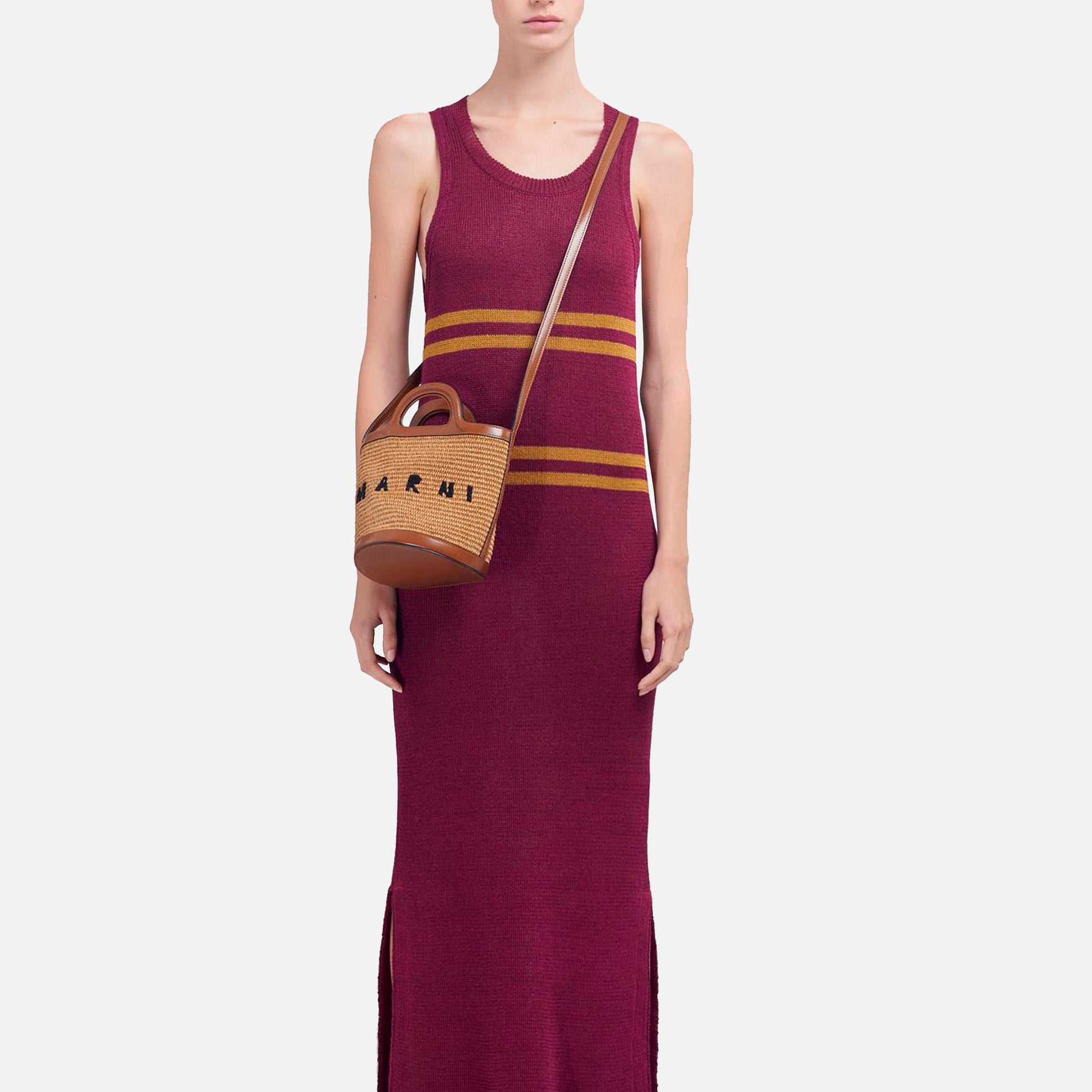 Raffia Mini Bucket Bag Raw Sienna