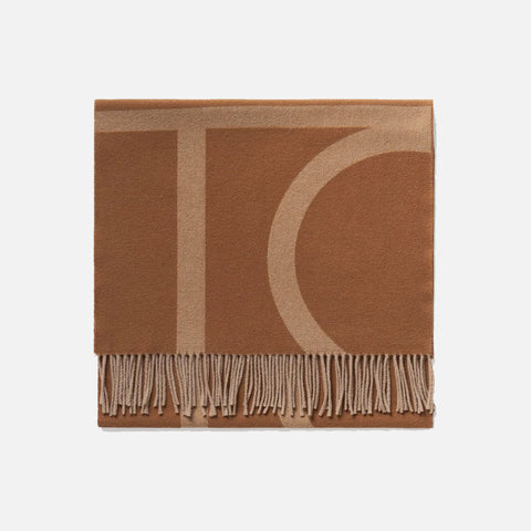 Monogram Jacquard Wool Scarf Camel Monogram