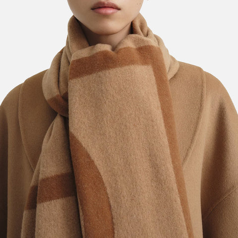 Monogram Jacquard Wool Scarf Camel Monogram