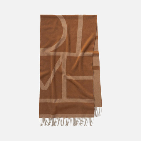 Monogram Jacquard Wool Scarf Camel Monogram