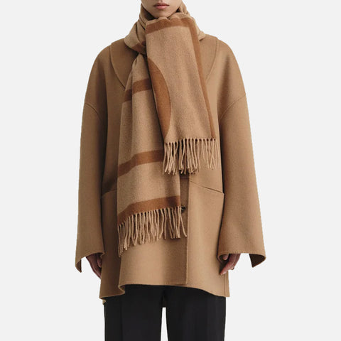 Monogram Jacquard Wool Scarf Camel Monogram