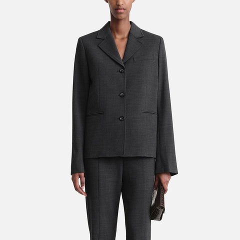 Petite Crepe Suit Jacket Charcoal Melange