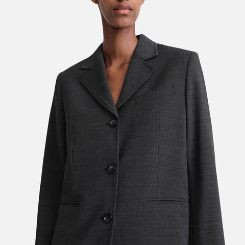 Petite Crepe Suit Jacket Charcoal Melange