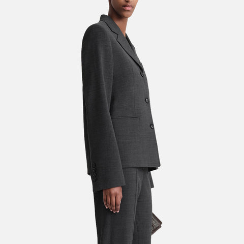 Petite Crepe Suit Jacket Charcoal Melange