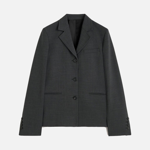 Petite Crepe Suit Jacket Charcoal Melange