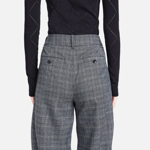 Plaid Suiting Wide Leg Pants Black/Off White/Citron