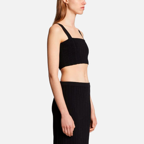 Pointelle Rib Bralette Black