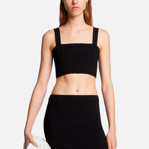 Pointelle Rib Bralette Black