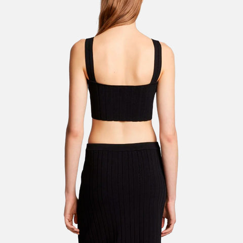 Pointelle Rib Bralette Black