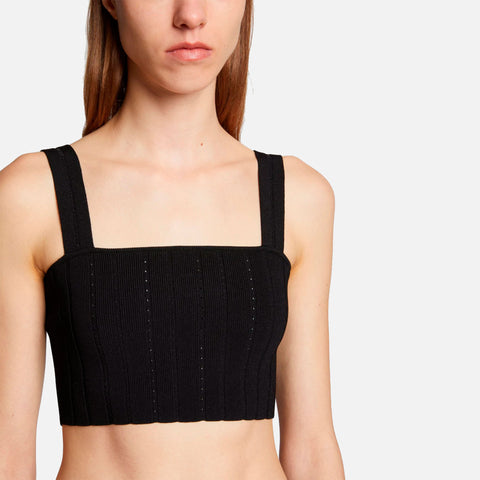 Pointelle Rib Bralette Black