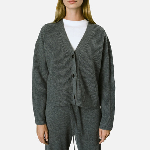 Premium Ribbed Cardigan Heather Grey