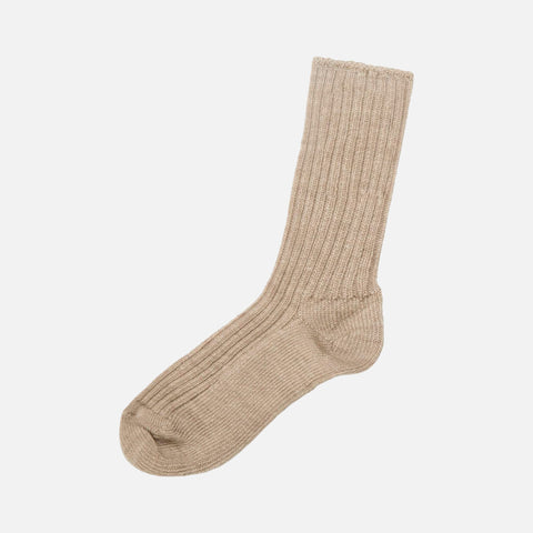 Rib Wool Socks Beige