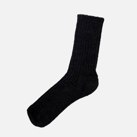 Rib Wool Socks Black