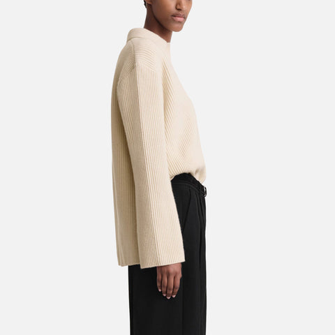 Ribbed Polo Knit Macadamia