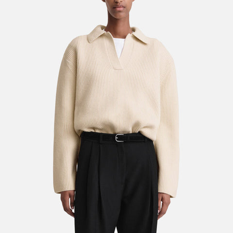 Ribbed Polo Knit Macadamia