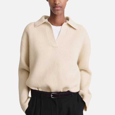 Ribbed Polo Knit Macadamia