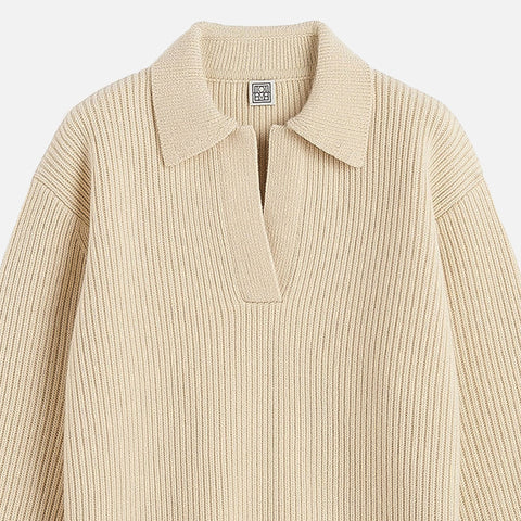 Ribbed Polo Knit Macadamia
