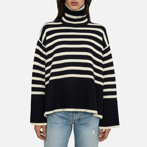 Signature Stripe Turtleneck Black Stripe