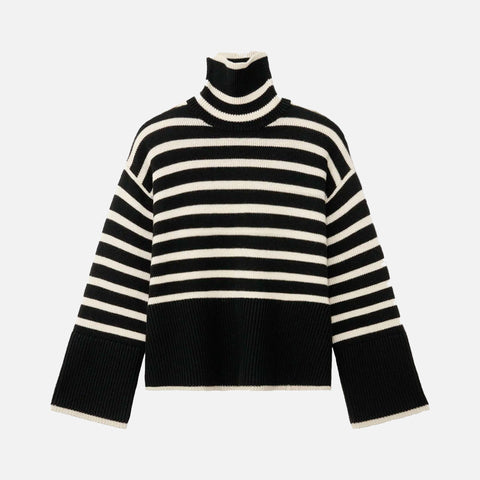 Signature Stripe Turtleneck Black Stripe