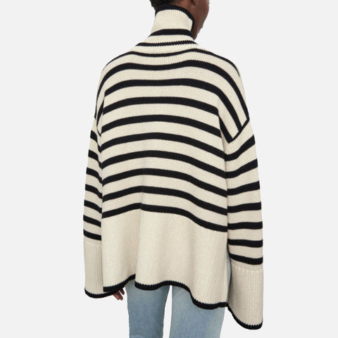 Signature Stripe Turtleneck Light Sand Stripe