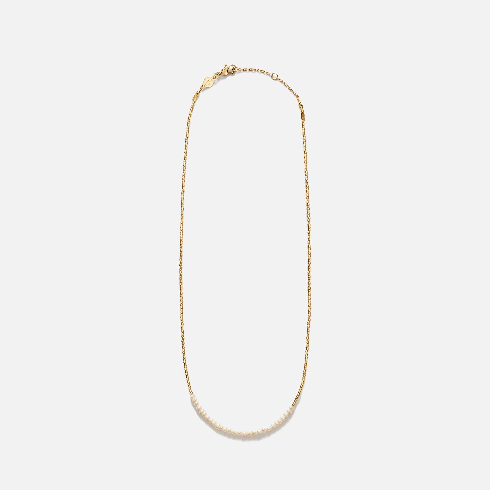 Slim Pearly Necklace Gold