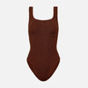 Square Neck Swimsuit Metallic Chocolate