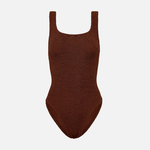 Squareneck Swimsuit Metallic Chocolate