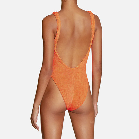 Squareneck Swimsuit Crinkle Orange