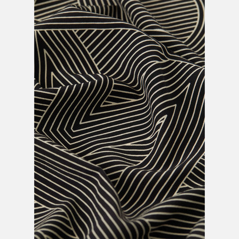 Striped Monogram Silk Scarf Black