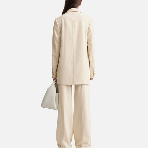 Tailored Herringbone Suit Jacket Bleached Sand