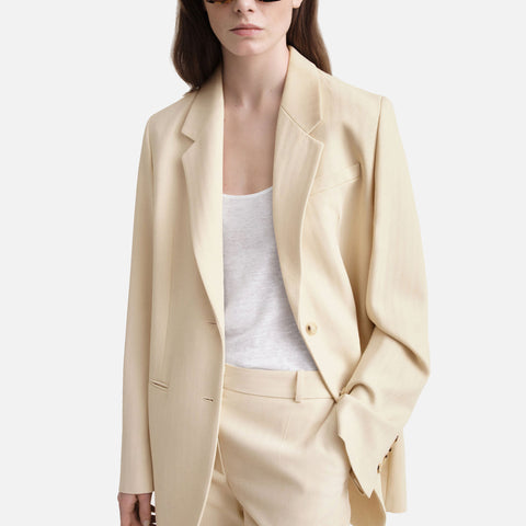 Tailored Herringbone Suit Jacket Bleached Sand