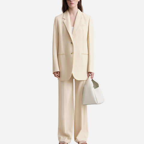 Tailored Herringbone Suit Jacket Bleached Sand