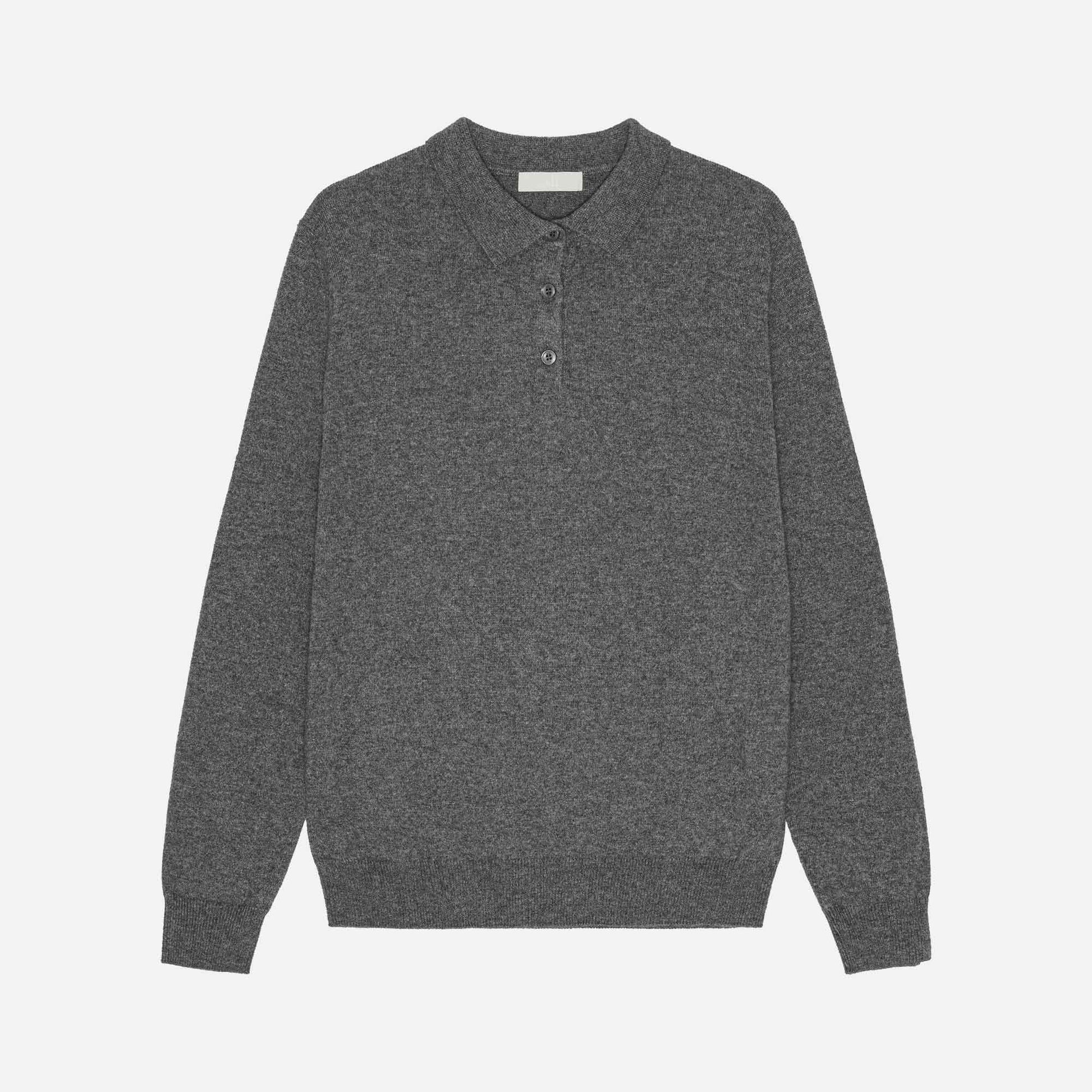 Ted Cashmere Polo Gray Melange