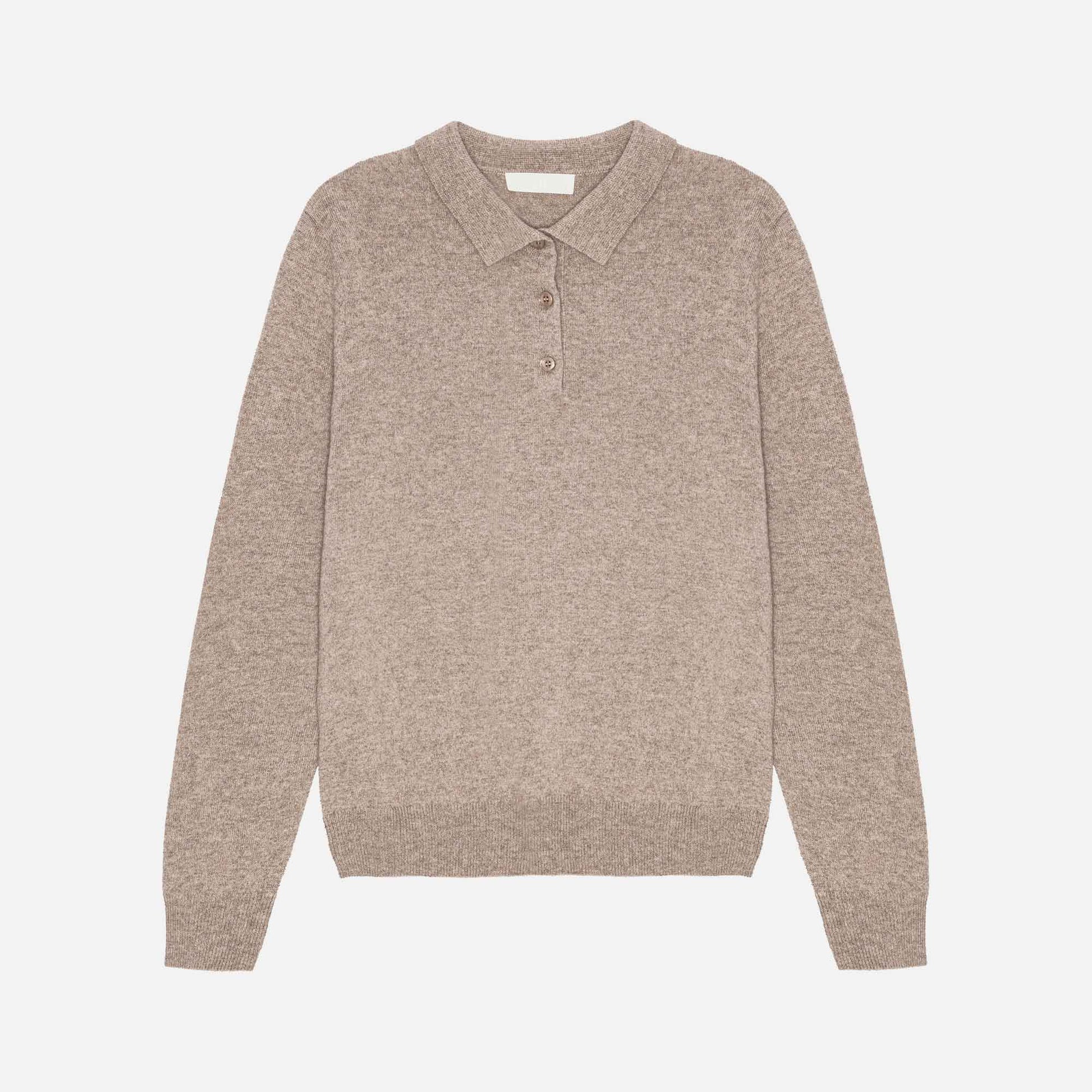 Ted Cashmere Polo Light Brown Melange