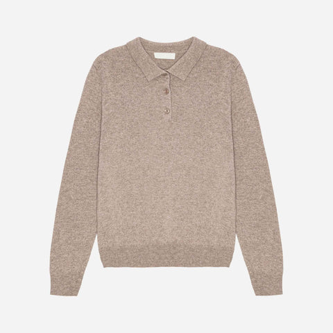 Ted Cashmere Polo Light Brown Melange