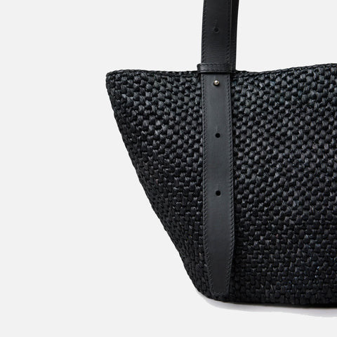 The Bianca Small Raffia Bag Black