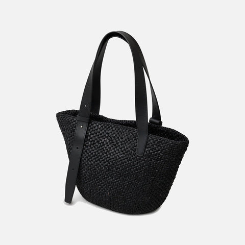 The Bianca Small Raffia Bag Black