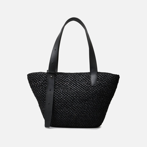 The Bianca Small Raffia Bag Black