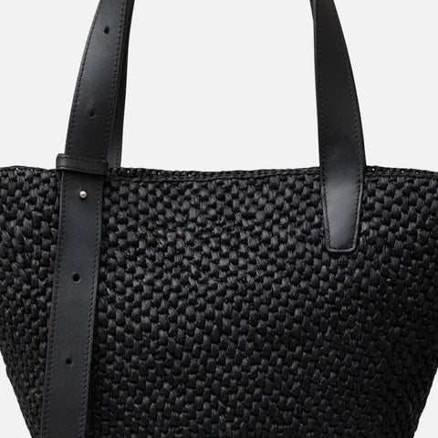 The Bianca Small Raffia Bag Black