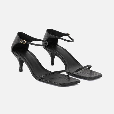 The Strappy Sandal Black Lizard