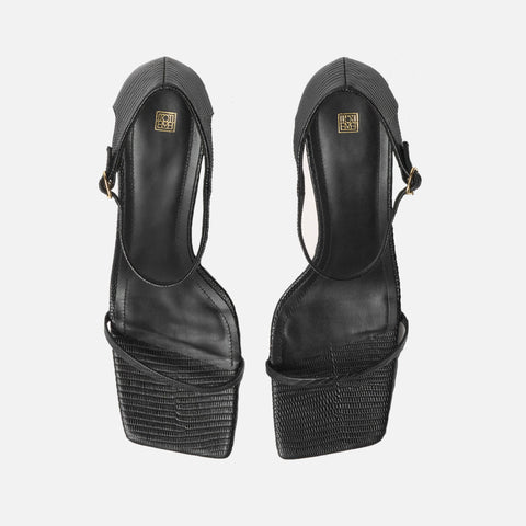 The Strappy Sandal Black Lizard