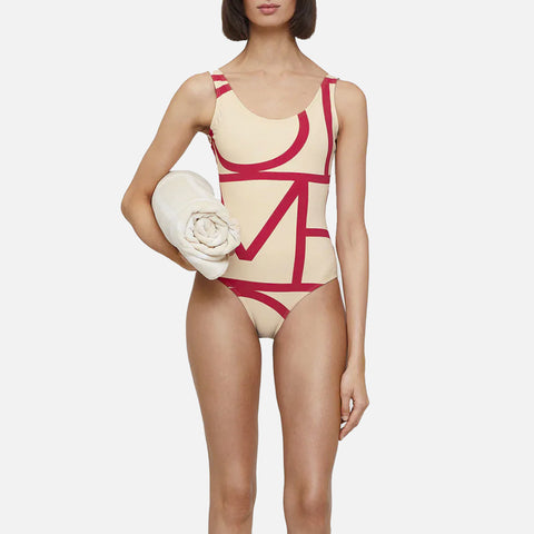 Monogram Swimsuit Cava/Red