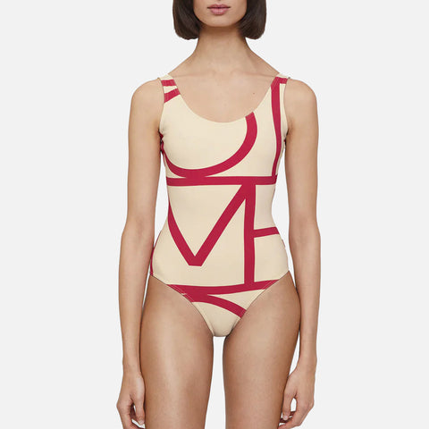 Monogram Swimsuit Cava/Red