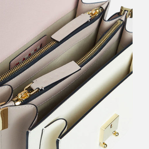 Trunk Bag Saffiano Leather Camellia/Talc/Natural