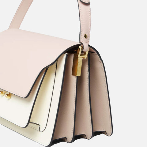 Trunk Bag Saffiano Leather Camellia/Talc/Natural