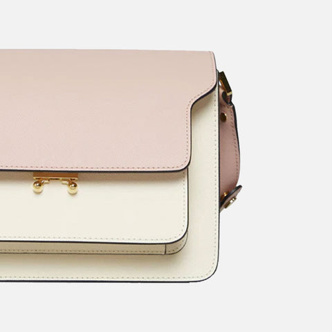 Trunk Bag Saffiano Leather Camellia/Talc/Natural