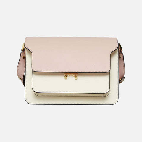 Trunk Bag Saffiano Leather Camellia/Talc/Natural