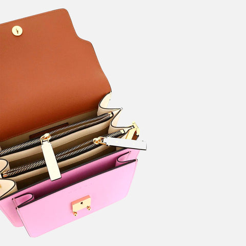 Trunk Bag Saffiano Leather Moca/Pink Candy/Shell